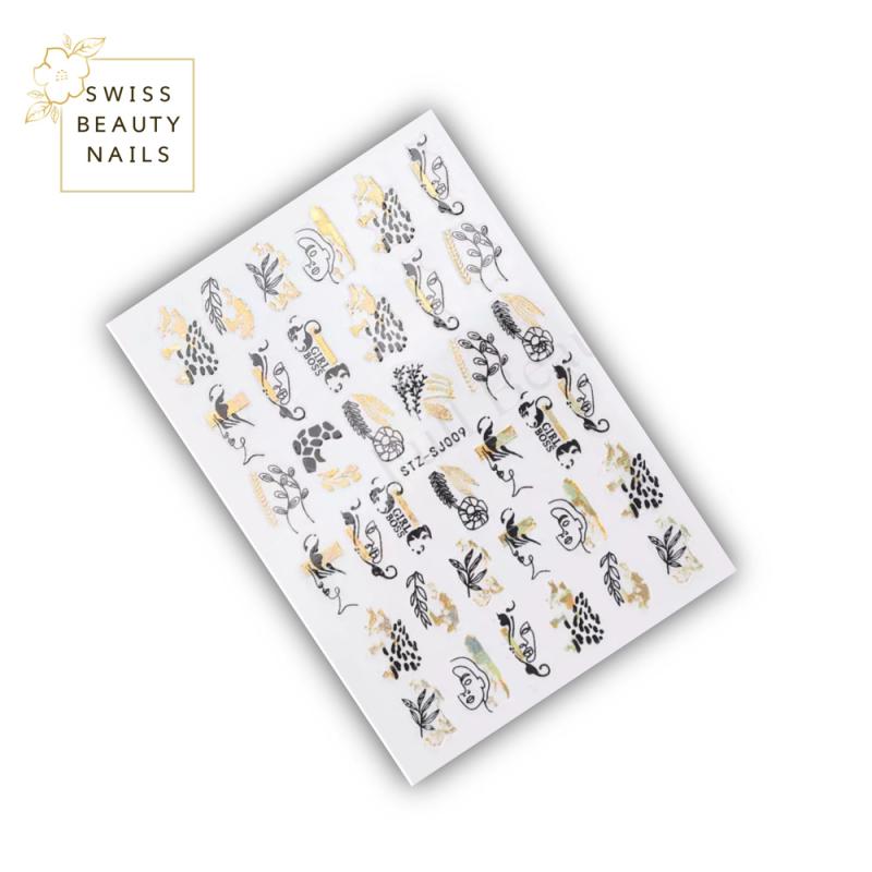 Nailart Sticker | schwarz gold 009