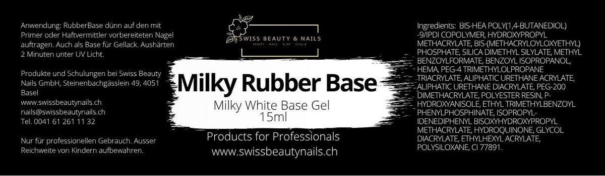 Rubber Base Milky White Gel 15ml | Flexibles Grundiergel in milchigem Weiss