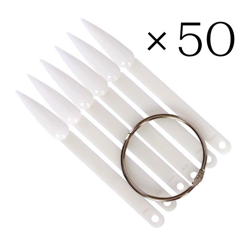 Fächertips natur stiletto 50 Stk. mit Ring