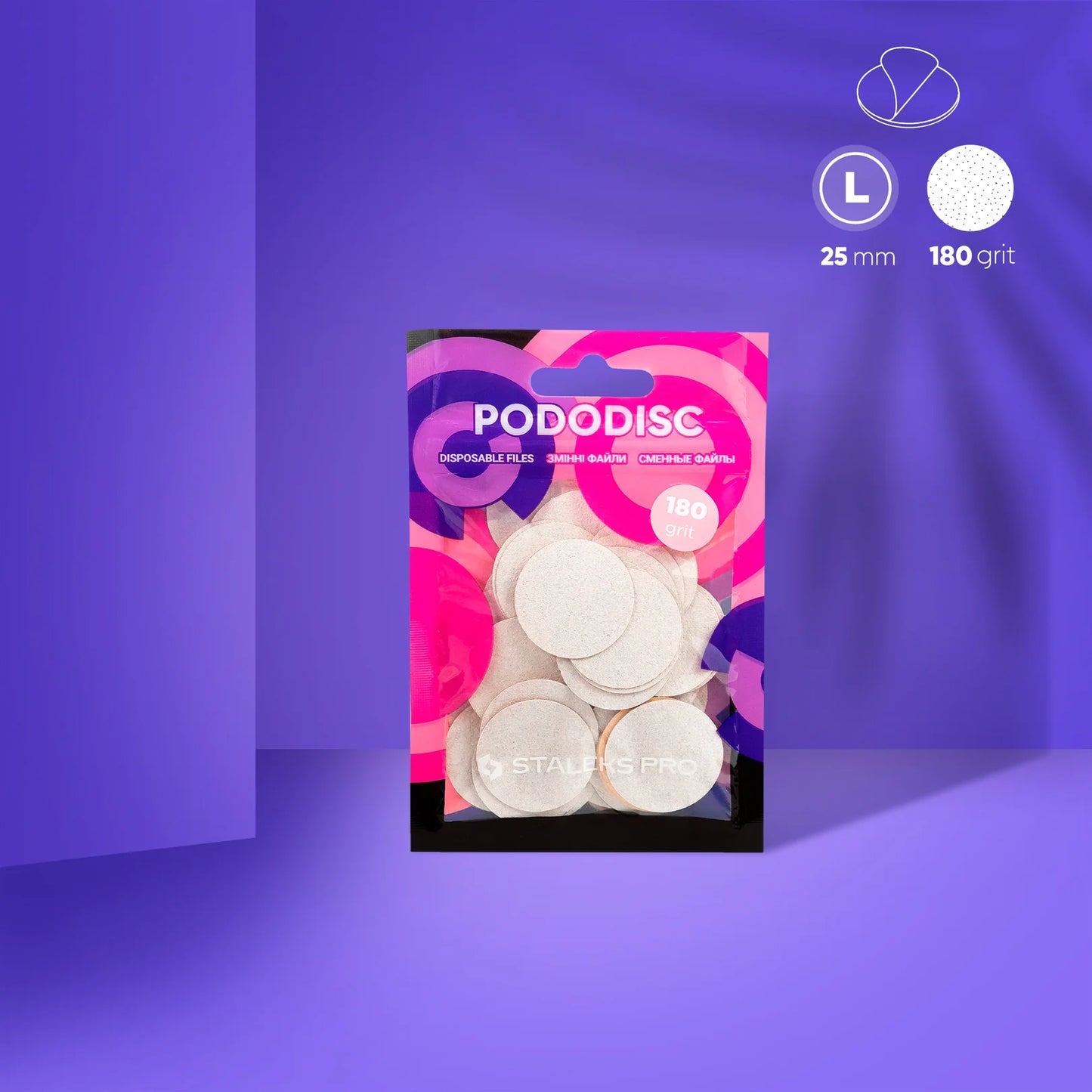 Podo Disk Pads 25mm 180 Grit 50Stk. Staleks