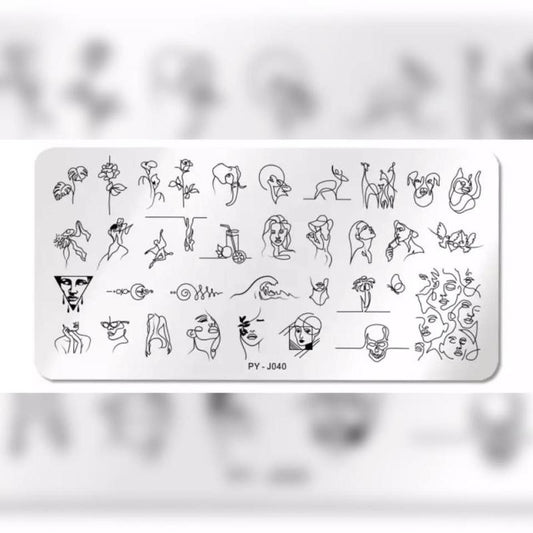 Stamping Schablone Faces Gesicht J040