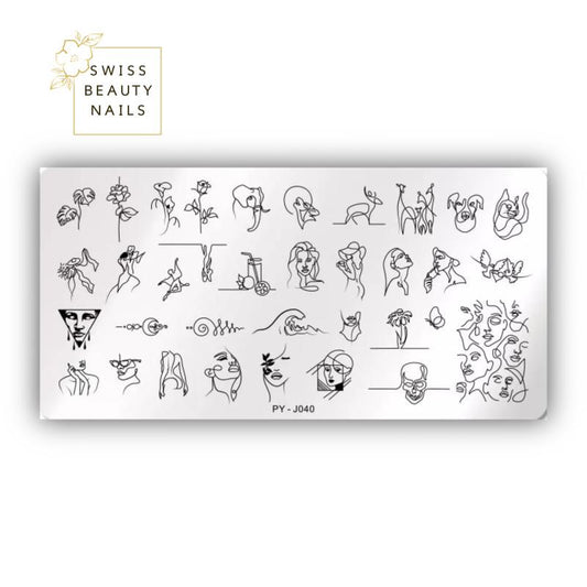 Stamping Schablone Gesicht J040