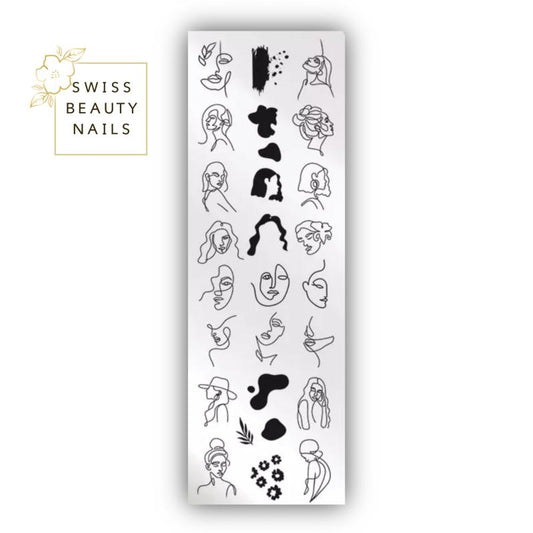 Stamping Schablone Gesichter S03