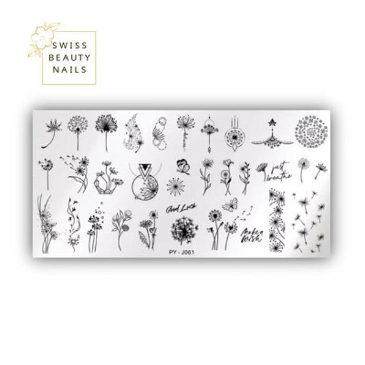 Stamping Schablone zarte Blüten J061