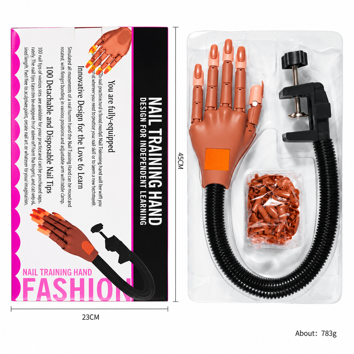 Flexible Profi-Übungshand für Nagelmodellage (inkl. 100 Ersatznägeln)