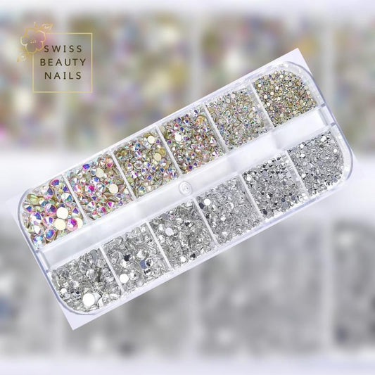 Strass Set Silber und Silber AB 2400 Stk.