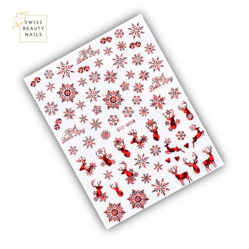 Nailart Sticker | Snowflake red 058