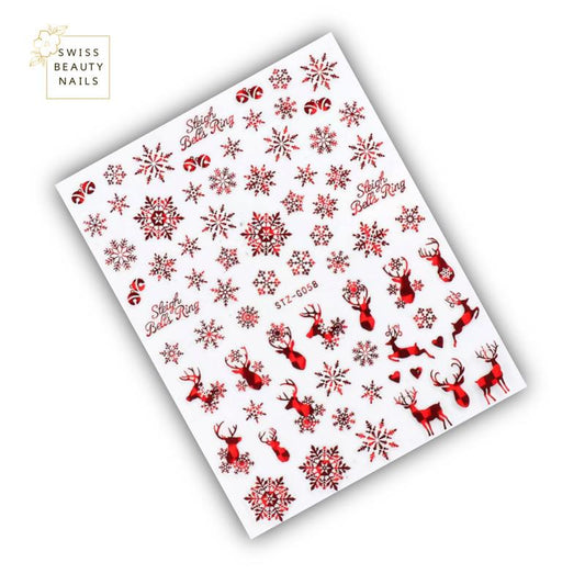 Nailart Sticker | Snowflake red 058