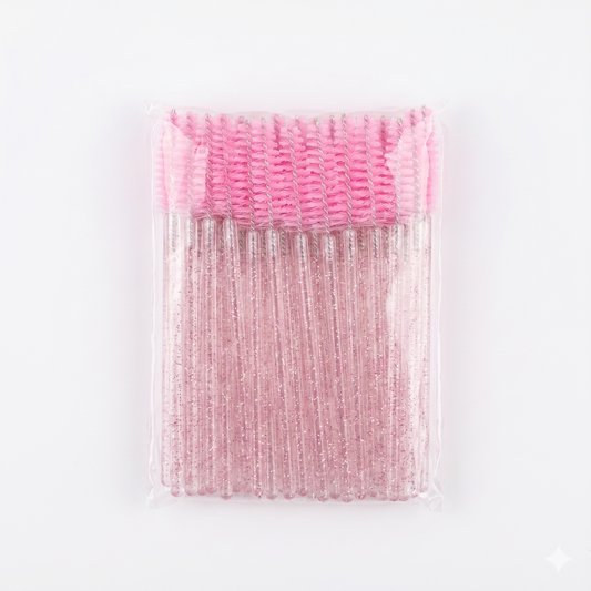 Wimpern Bürstchen rosa/glitter50 Stk.