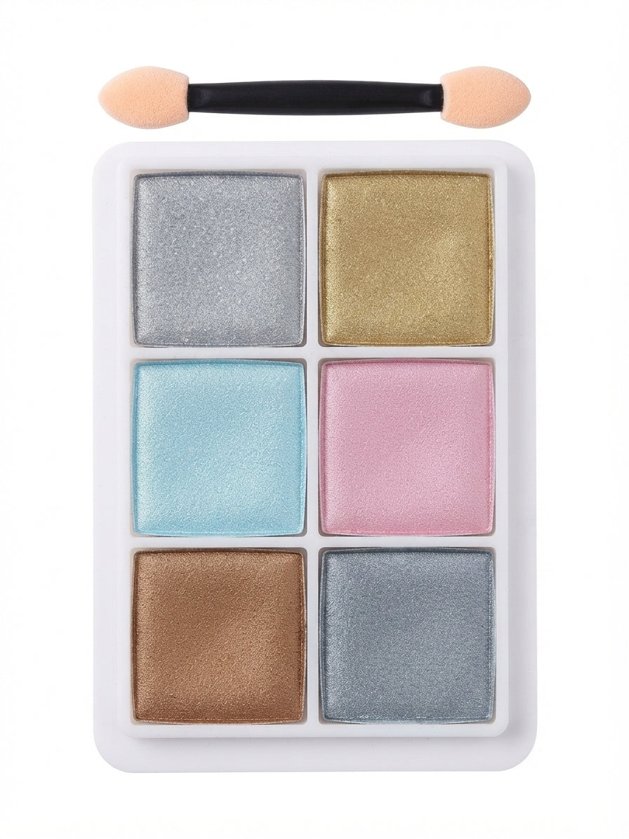6-Farbige Chrom-Palette – Press Powder für High-Gloss Nagelart | Kein Staub, Kein Chaos