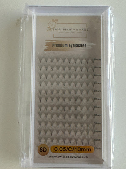 Handgefertigte Fertigfächer Volumenfächer Wimpern 8D 10mm 0.05 C SBN