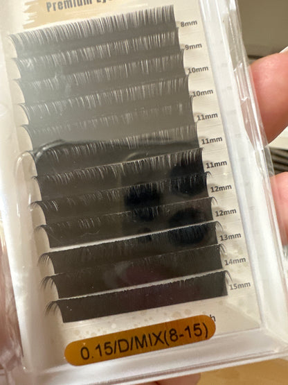 Wimpern SBN 0.15 Mix Tray D Curl (8-15)