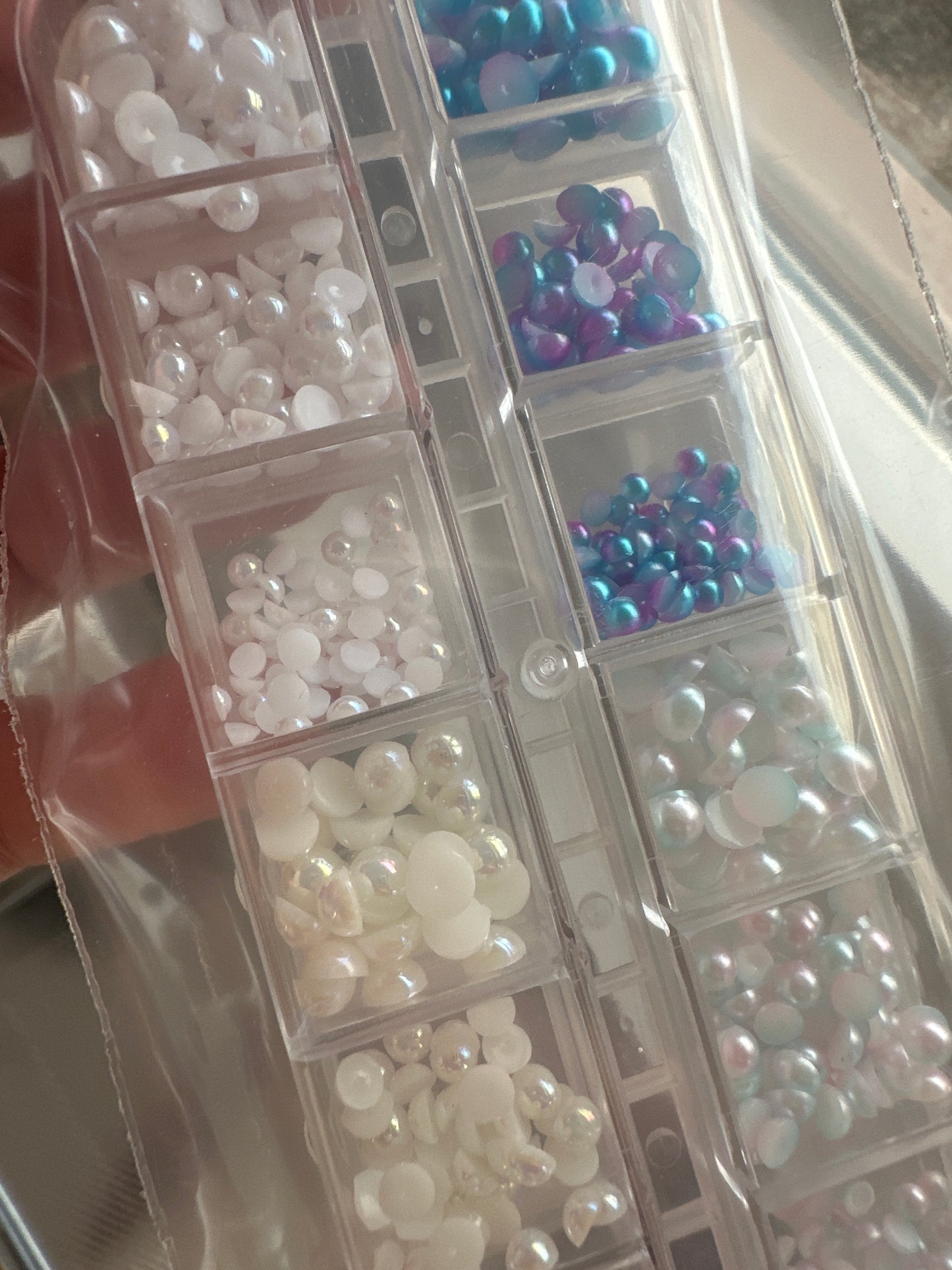 Perlen Set Weiss, Creme, Perl und Blau