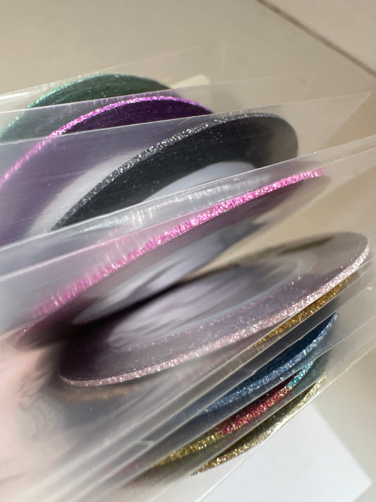 Set 10x Zierstreifen Glitter farbig 1mm