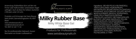 Rubber Base Milky White Gel 15ml | Flexibles Grundiergel in milchigem Weiss