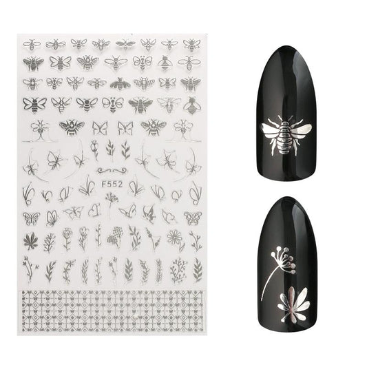 Nailart Sticker | Silver Nature F552