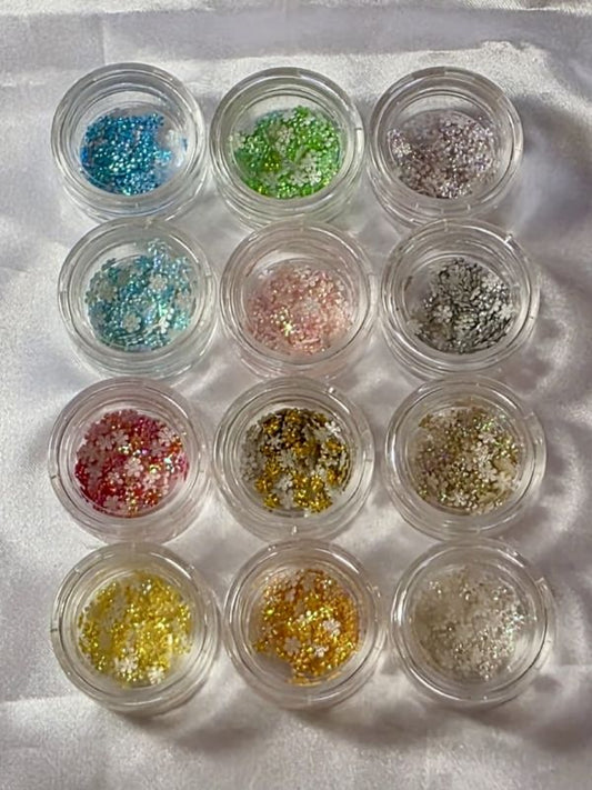Stoff Blumen 3.5mm Set 12 Dosen