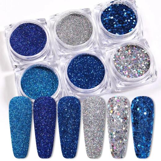 Glitter Mix Set Blau 6 Stk.