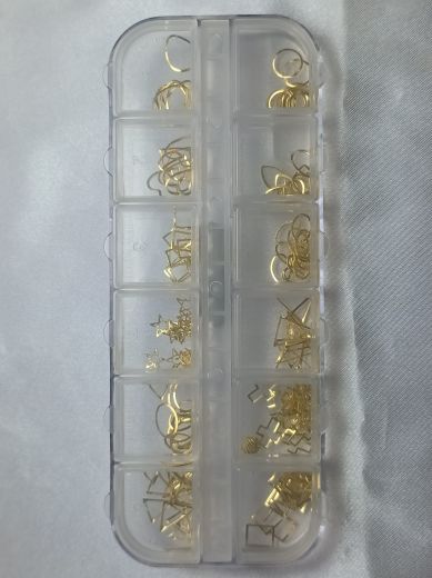 Mix Box Metal Einleger für Nailart gold